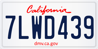 CA license plate 7LWD439
