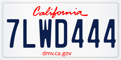 CA license plate 7LWD444