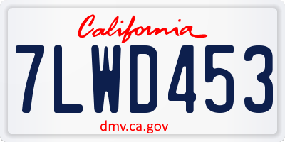 CA license plate 7LWD453