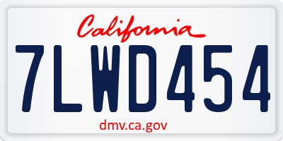 CA license plate 7LWD454