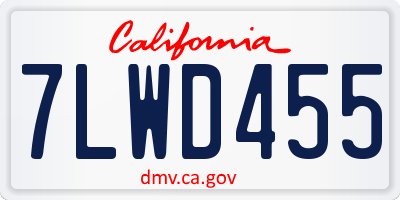 CA license plate 7LWD455