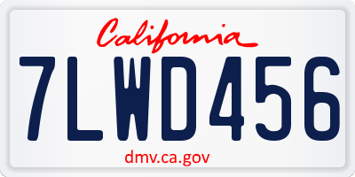 CA license plate 7LWD456