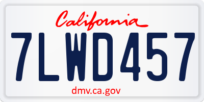 CA license plate 7LWD457