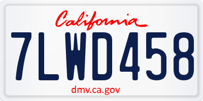 CA license plate 7LWD458
