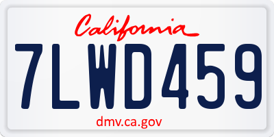 CA license plate 7LWD459