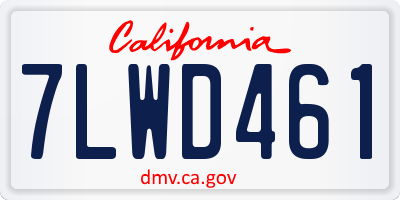 CA license plate 7LWD461