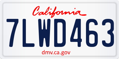 CA license plate 7LWD463
