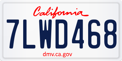 CA license plate 7LWD468