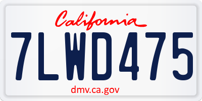 CA license plate 7LWD475