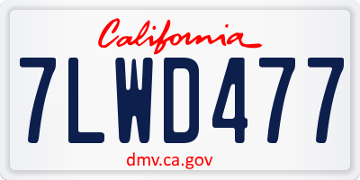CA license plate 7LWD477