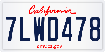 CA license plate 7LWD478
