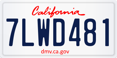 CA license plate 7LWD481