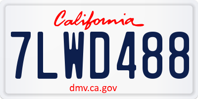 CA license plate 7LWD488