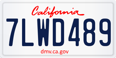 CA license plate 7LWD489
