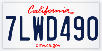 CA license plate 7LWD490