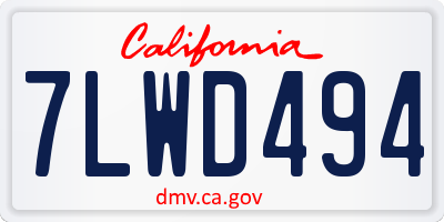 CA license plate 7LWD494