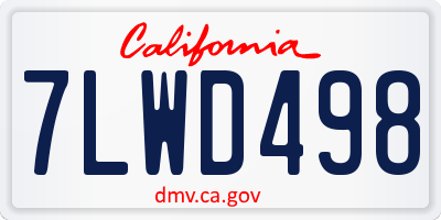 CA license plate 7LWD498