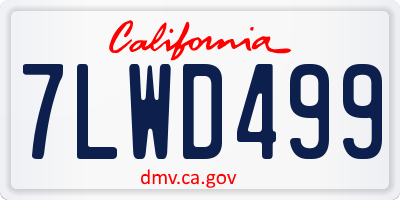 CA license plate 7LWD499
