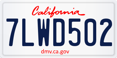 CA license plate 7LWD502