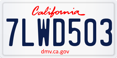 CA license plate 7LWD503