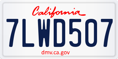 CA license plate 7LWD507