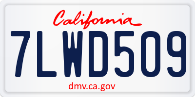 CA license plate 7LWD509
