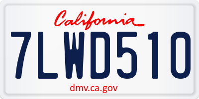 CA license plate 7LWD510