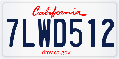 CA license plate 7LWD512