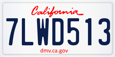 CA license plate 7LWD513