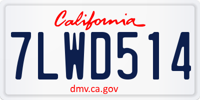 CA license plate 7LWD514