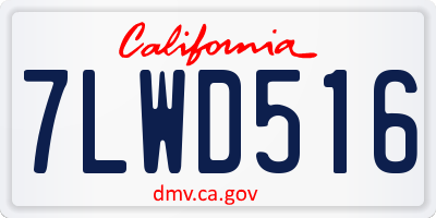 CA license plate 7LWD516