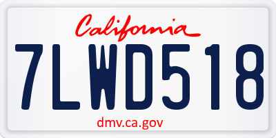 CA license plate 7LWD518