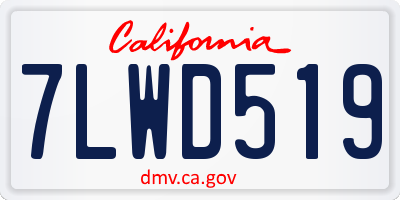 CA license plate 7LWD519