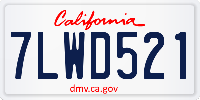 CA license plate 7LWD521