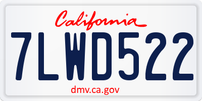 CA license plate 7LWD522