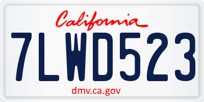 CA license plate 7LWD523