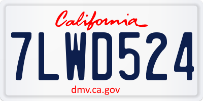 CA license plate 7LWD524