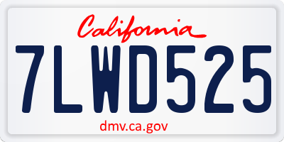 CA license plate 7LWD525