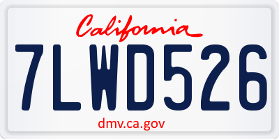 CA license plate 7LWD526