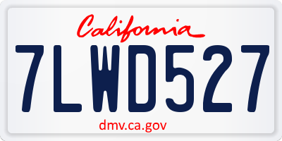CA license plate 7LWD527