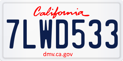CA license plate 7LWD533