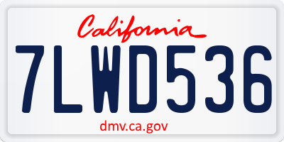 CA license plate 7LWD536