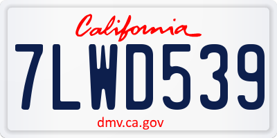 CA license plate 7LWD539