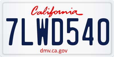 CA license plate 7LWD540