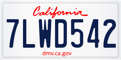 CA license plate 7LWD542