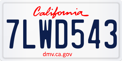 CA license plate 7LWD543