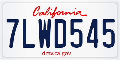 CA license plate 7LWD545