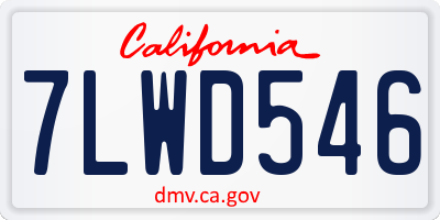 CA license plate 7LWD546