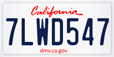 CA license plate 7LWD547