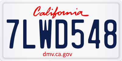 CA license plate 7LWD548